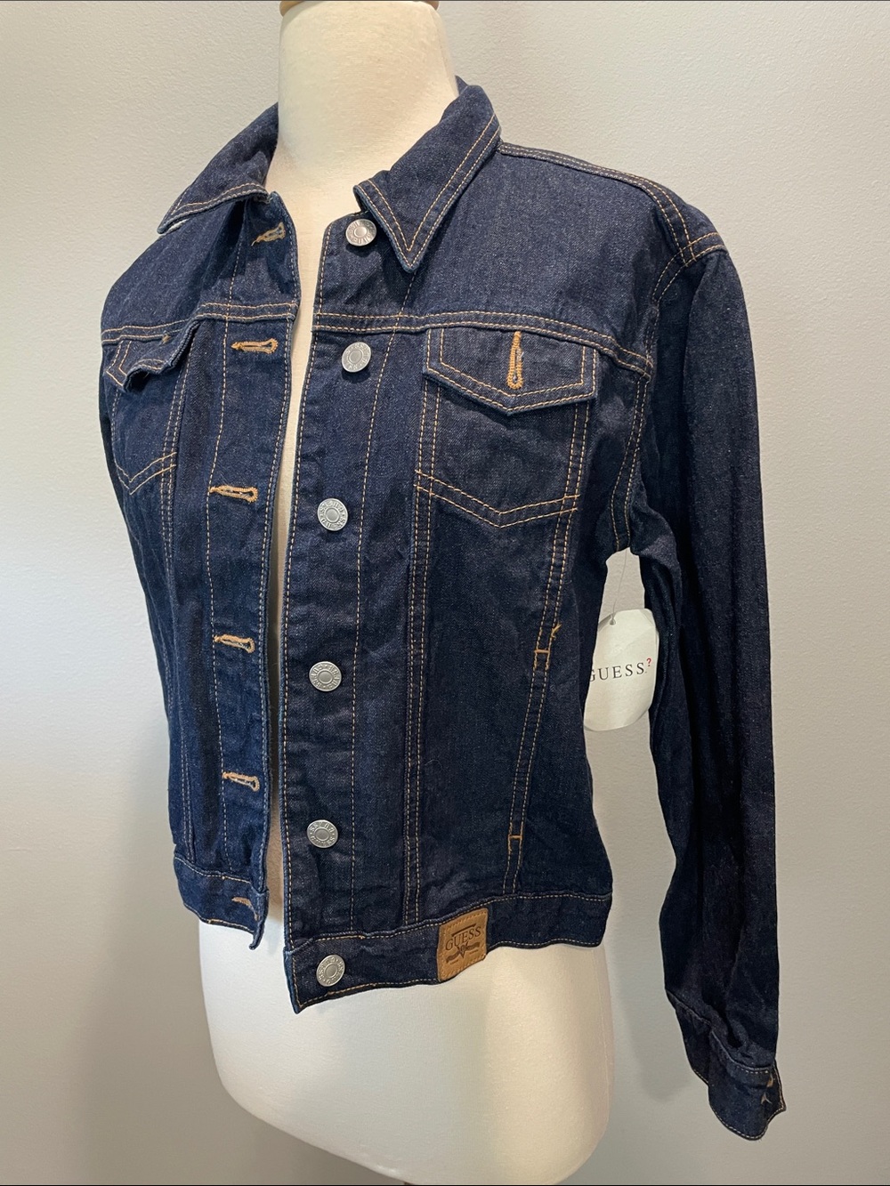 GUESS Dark Blue Denim Jean Jacket Party in Paris Kids XL NWT Vintage